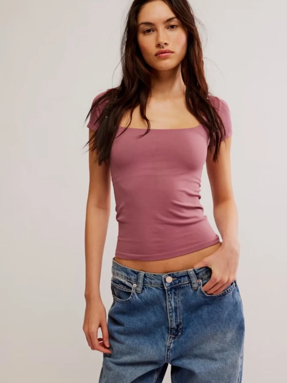 NWT Free People Intimately Clean Lines Baby T in Wild Ginger - Picture 1 of 4